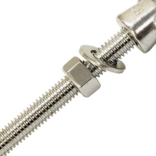 Generic CAB-T6SHEB38-12FT Wll 1,050 Pounds 3/8 Inch X 12 Inch Fully Threaded Marine Stainless Steel Turned Eye Bolt Nut Washer thumb #2