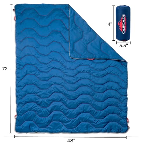 Cascade Mountain Tech Camping Blanket - Lightweight Outdoor Blanket for Camping, Picnics, Concerts, and Travel - 72" x 48"