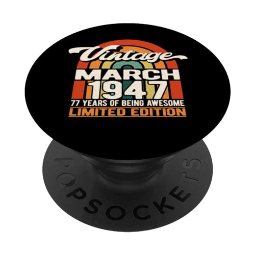 77 años de ser impresionante vintage marzo 1947 - 77 cumpleaños PopSockets PopGrip Intercambiable