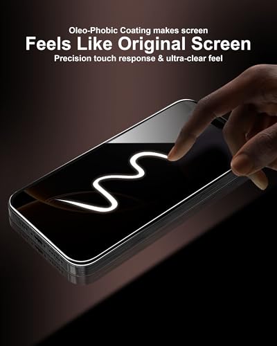 Image of Affix 2 Pack for Privacy iPhone 17 and iPhone 16 Pro Full Coverage Tempered Glass, Screen Protector Guard with Easy Fix Installation Tool, 9H Hardness Shatterproof, HD Clear Scratch Resistant