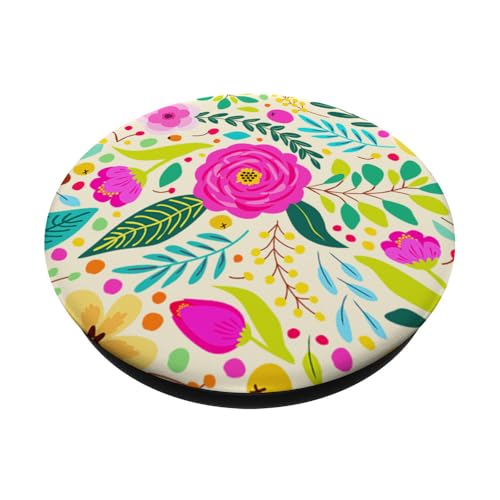 Summer Flower Modern Colorful Cute Garden Botanical Floral PopSockets Adhesive PopGrip by USHI Floral Art Co. - Image 2