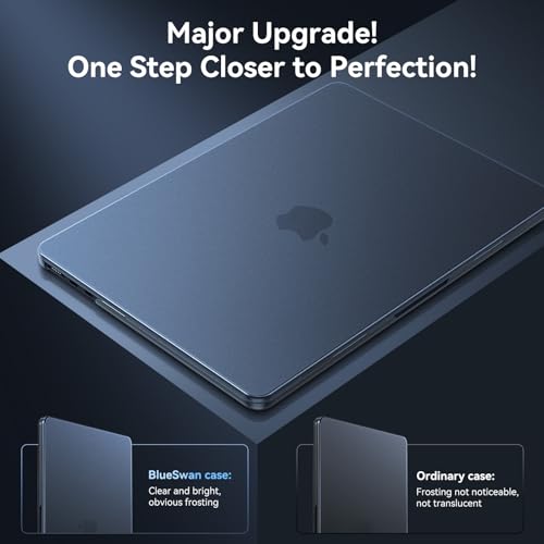 Image of BlueSwan for MacBook Air 13 inch Case, M5-M2 2026-2022 A3240 A3113, 100% Match Official Color, Scratch Resistant, Easy to Snap on, Hard Shell Protective Laptop Cover- Midnight