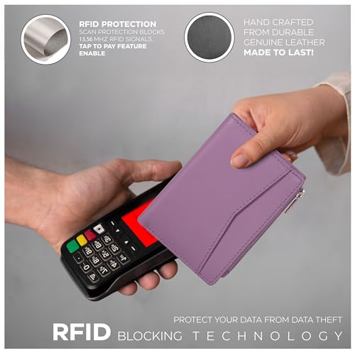 Image of Oak Leathers Leather Wallet For Women - Small RFID Coin Purse Credit Card & ID Holder for Ladies, Gift for Women's, Bifold Wallets (Baby Pink)