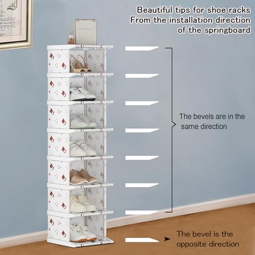 KANAV Vertical Shoe Rack - 8 Tiers Narrow for Entryway Closet Hallway
