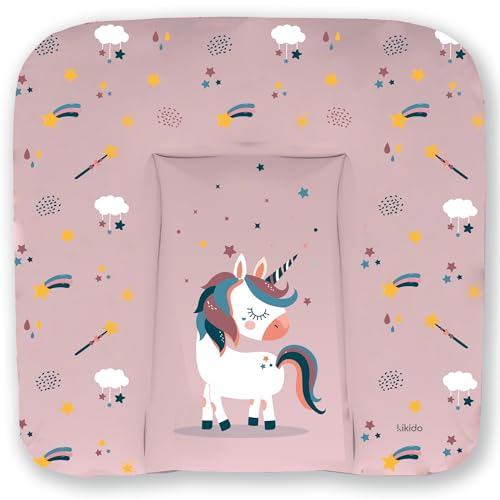 Kikido Cambiador Bebe 70x75   Unicornio   Colchoneta Cambiador Bebé Impermeable, Suave y Portátil   Colchón Cambiadores para Cómodas, Mesas y Viajes   Medida Universal 75x70