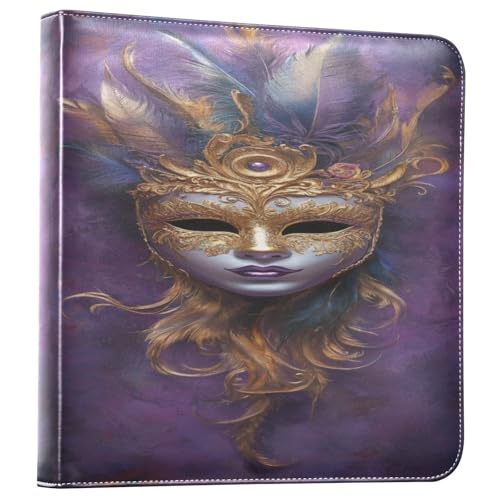 Álbum de fotos DIY con adhesivo, diseño de mascarilla de carnaval Mardi Gras, encuadernación de 3 anillos, 40 páginas, tamaño 8x10 para recuerdos miniatura 1