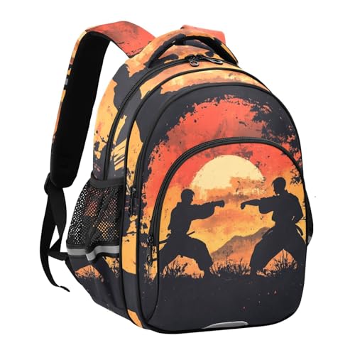 Two Karate Master Battling Backpack for Kids Elementary School Bag Boys Girls Bookbag Travel Backpack Daypack2