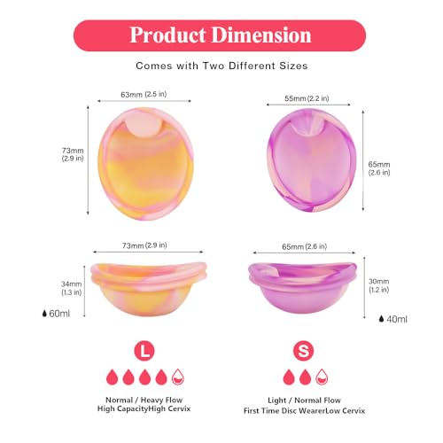 KBIBCK Juego de disco menstrual, disco menstrual con 2 discos periodales de tamaño S+L, esterilizador y bolsa de almacenamiento, disco menstrual reutilizable para mujeres activas, deportes, natación - imagen 2