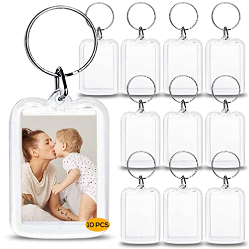 MARKETIFAR Porte Cle Photo - 10 Pcs - Porte Clé Photo Transparent - Porte Clé Photo Personnalisé - 5 x 3.2cm