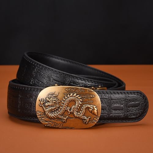 Crocodile Pattern Embossed Leather Ratchet Belt for Men Dress & Casual with Adjustable Dragon Buckle,Trim to Fit3