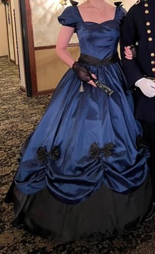 Asulla Womens Gothic Victorian Wedding Dress Princess Puffy Sleeve Rococo Lolita Masquerade Ball Gown with Bow 5