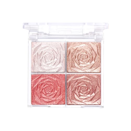 Shimmer Blushers Glitter Blush Palette 4 Colors Sparkle Powder Blush Long-Lasting Highlighter Make-up Palette,3 In 1 Blusher Highly Pigmented Waterproof Shimmer Glow Finish Makeup for Face & Body