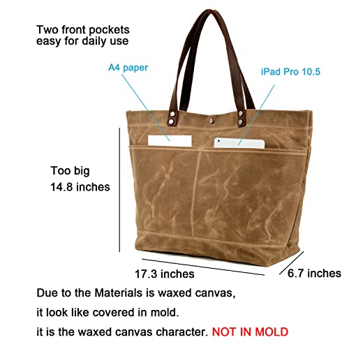 WUDON Waxed Canvas Travel Tote Bag - Extra Large Carryall Shoulder Bag for Women3