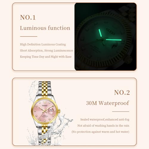 Image of OLEVS Watches for Women Luxury Elegant Stainless Steel Waterproof Luminous Diamond Women's Fashion Watch Ladies Watches for Small Wrists