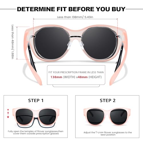 Image of Trysee Polarized Fit Over Sunglasses for Women, Trendy Oversized Wear Over Glasses Shades UV400 Protection TS5779