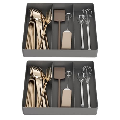 AidSci Lot de 2 porte-couverts pour tiroirs de cuisine, en plastique, pour cuillères, fourchettes, couteaux (B)