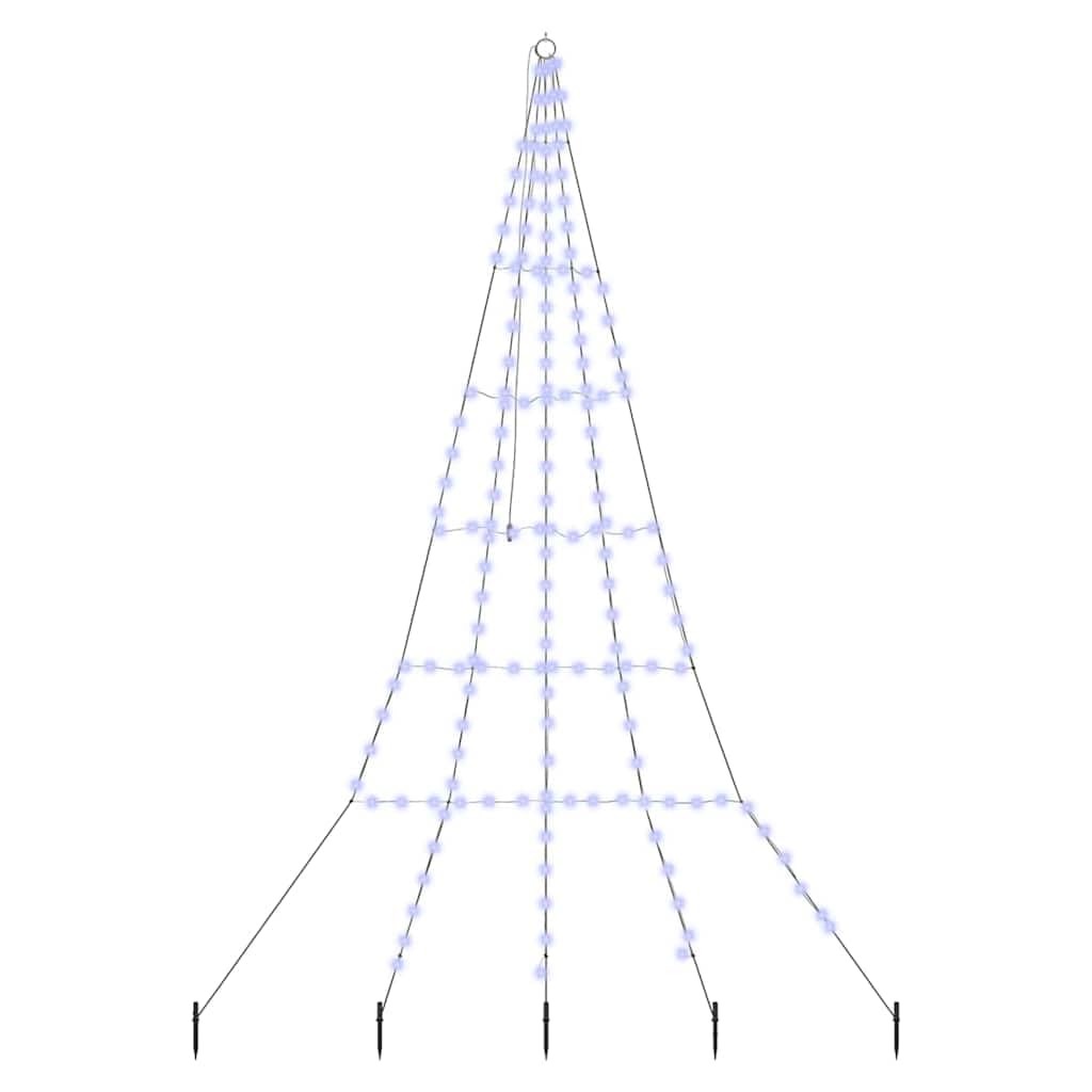 Árbol de Navidad LED con estacas, color azul, 306 cm, estructura metálica, 8 modos, alimentado por USB, para interior y exterior protegido