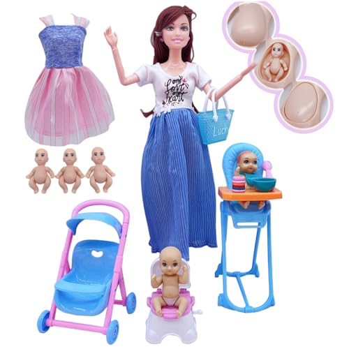 Comebachome Muñeca Embarazada 11.8 Muñeca Embarazada con Articulación Móvil con Bebé En La Barriga para Niños Juguetes Accesorios para Casas De Muñecas, Zuhause Gebrauch