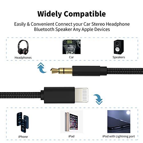 Image of Aux Cord for iPhone, [Apple Mfi Certified] iPhone Headphones Jack iPhone to car 3.5mm Stereo Cord, Lightning to aux Adapter Compatible with iPhone 14 /14Pro /13 /13 Pro /13 Pro Max /12
