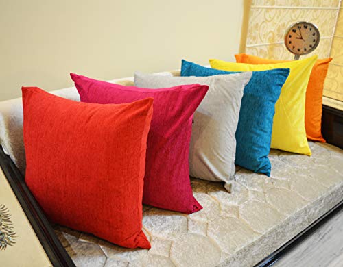 Image of Khooti Molfino Cushion Cover, 24x24 | Red | Pack of 4 | Solid Plain Soft & Smooth, Decorative Cushion Covers for Living Room, Bedroom, Couches, Chairs, Sofas, Beds & Home Decor