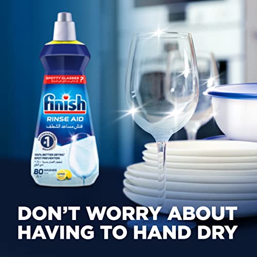 Finish Rinse Aid for Shinier and Drier Dishes, Lemon Sparkle - 400 ml (Pack of 2)