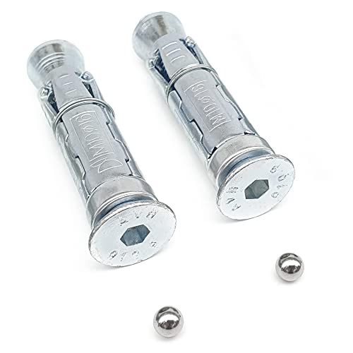 KRASER KR202 Pernos de Anclaje Suelo o Pared Muro para Moto o Bicicleta, M10 x 70mm, Kit Tornillos Bolas de Seguridad Tacos Expansión Acero Resistentes, Anclar Cadena o Candado U Garaje, Reemplazo Ø16
