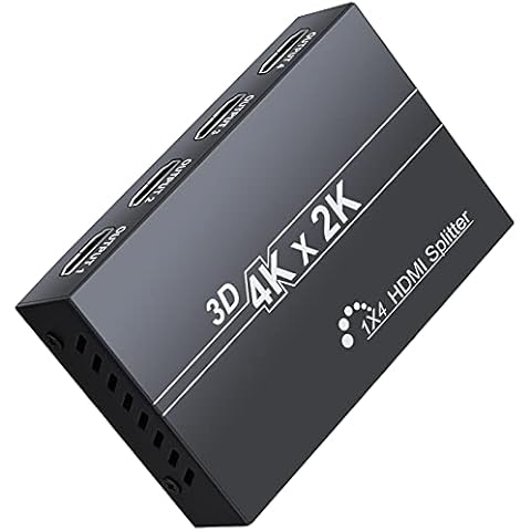 LiNKFOR HDMI Splitter 1 IN 4 OUT 3D 4K 1080P HDMI Distributor Splitter 1 x 4 HDCP 1.4 HDMI Distribution Amplifier with USB Cable and 3.3ft HDMI Cable Compatible with PC PS3 HDTV Blu-ray DVD Etc Cover