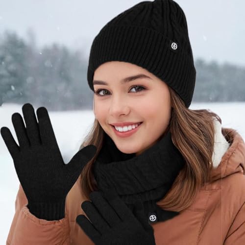 Gorro de punto y bufanda de mujer para evitar el viento invernal 3