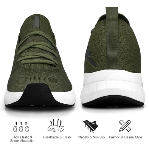 Image of Mens Slip on Lightweight Walking Shoes Non Slip Breathable Running Shoes Comfort Tennis Workout Gym Sneakers with Shoelace