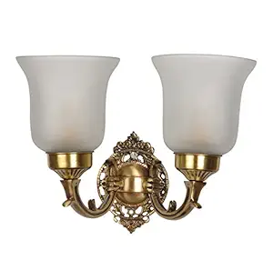 Fos Lighting Traditional Brass Double Wall Light (Golden, Small,corded-electric)