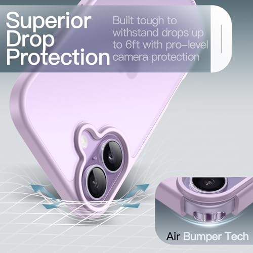 Image of JETech Matte Case for iPhone 17 6.3-Inch, Shockproof Military Grade Drop Protection, Frosted Translucent Back Minimalist Phone Cover, Anti-Fingerprint (Lavender)
