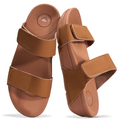 Image of Project Cloud Genuine Leather Platform Sandals Women Non Slip Womens Slides | Lightweight Platform Sandals for Women with Plush Soft Insole & Arch Support Comfortable Sandals & Summer Slides for Women