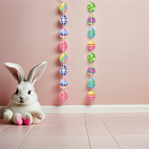 Guirnalda de huevos de Pascua con 8 serpentinas de papel para colgar 5