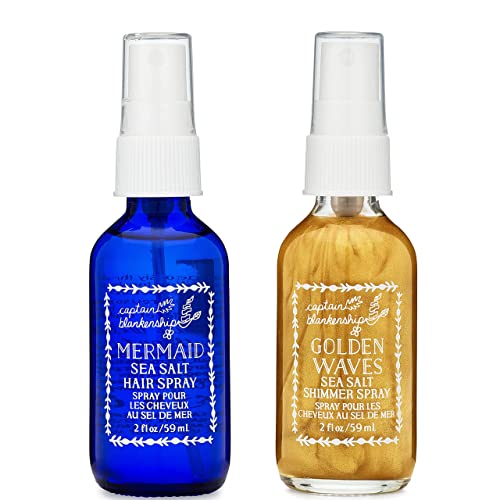 Captain Blankenship Sea Salt Hair Spray Bundle, Mermaid Sea Salt Hair Spray + Golden Waves Sea Salt Hair Spray, 2oz