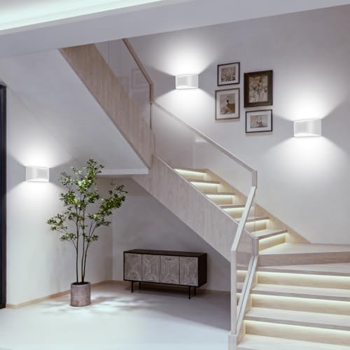 Image of 2 Pack Modern LED Wall Sconces Hardwired Indoor Wall Lights Up and Down Wall Mount Light for Living Room Bedroom Corridor Hallway Conservatory Cool White 6000K(with G9 Bulbs)