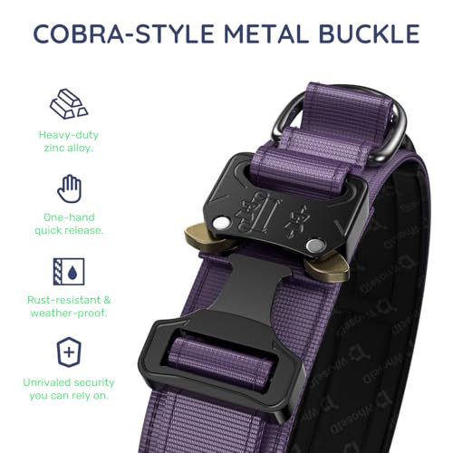 Image of Premium Tactical Dog Collar - Adjustable Military Heavy Duty Dog Collar for Medium Large Dogs - Durable Metal Buckle Dog Collar with Leather Control Handle and Soft Comfortable Padding