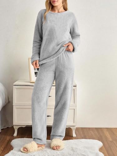 Image of KOTTY Women's Fleece White Winter Cord Set | Cozy Track Suit with Sweatshirt & Pants | Perfect for Airport & Jogging Look