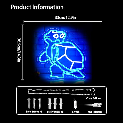 Image of Turtle Neon Sign Led Neon Lights Neon Signs for Wall Decor Light Up Sign for Birthday Party Club Gift