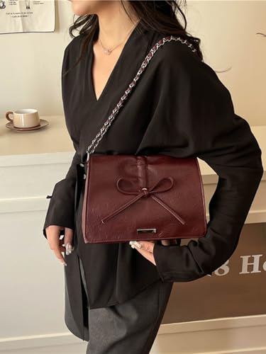 Women's Bowknot Flap Shoulder Handbags Top Handle Square Underarm Bags Elegant Purse3