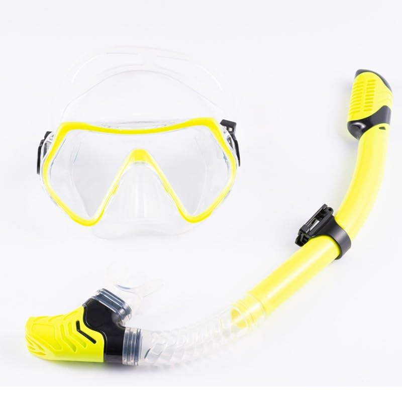 Diving, Snorkeling Mask with Latest Dry Top Breathing System, Goggles Tempered Glass Anti-Fog Anti-Leak Snorkeling Gear for Adults and Youth—قناع الغطس