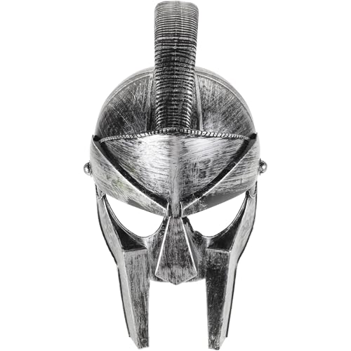 Sewroro Casco Romano de Guerrero Espartano de Plástico Casco de Disfraz para Adulto con Doble Cresta Accesorio para Fiestas Temáticas Accesorio para Cosplay