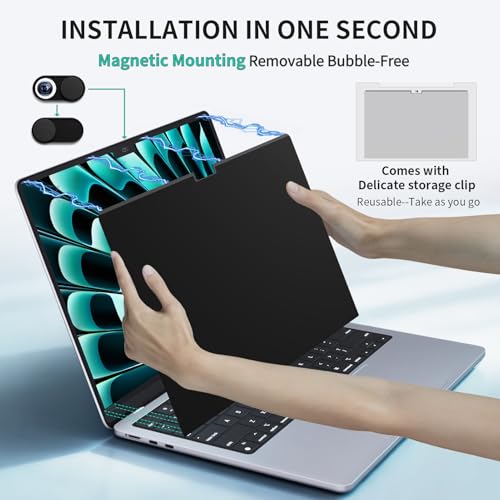 Image of Magnetic Privacy Screen for MacBook Air /Pro 13 Inch (2016-2022, M1, M2),Removable Anti Glare Blue Light Filter for Mac 13.3In Laptop Privacy Filter Shield Protector