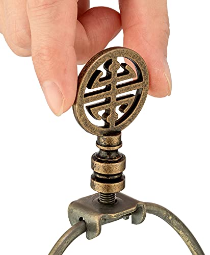 Oriental Lamp Finial For Lamp Shade Top, Antique Brass Finish Solid Metal Screw Cap Knob, Lamp Decoration For Table And Floor Lamps, Happiness Symbol Implication Lucky (2 Pieces) #TOP4