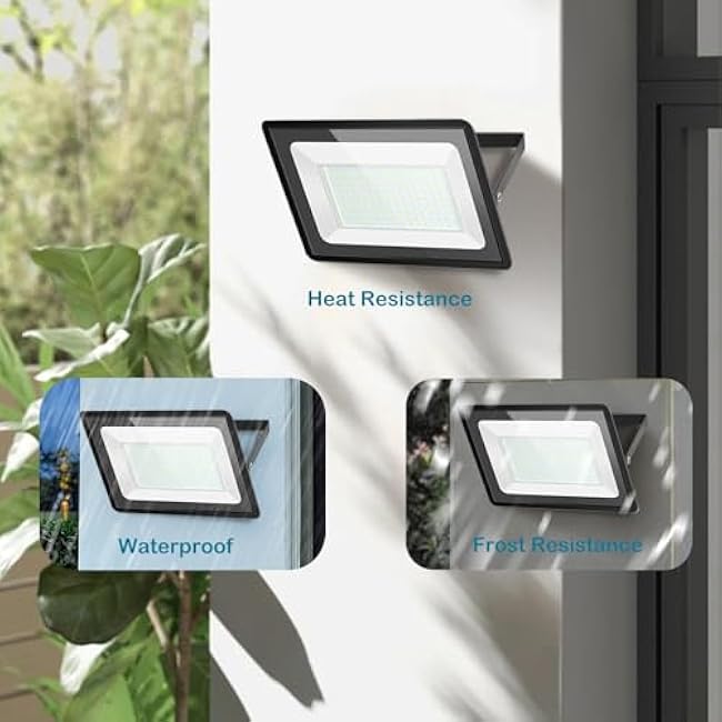 200W LED Flood Light Outdoor, 24000LM Bright Security Light, IP66 Waterproof Outdoor Lights, 5000K Daylight White Floodlight for Garage,Yard,Garden,Stadium,Playground,Arena(2 Pack)