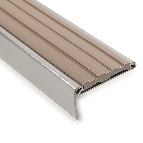 階段滑り止め ステンレス製ノンスリップ35巾 ゴムタイヤ充填タイプ KGF516 P09(ココアブラウン) 2m