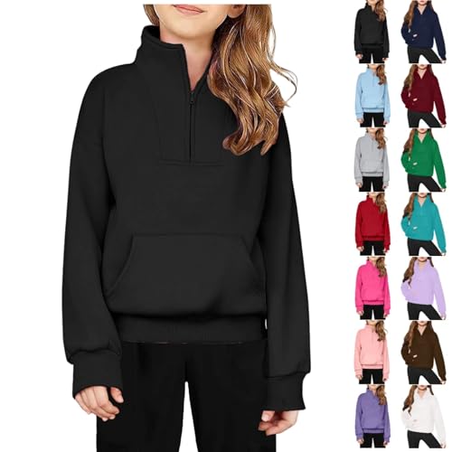 Boys Girl Sweatshirts Half Zip Fleece Long Sleeve Pullover Hoodies Teen Casual Trendy Lightweight School Uniform Fall Clothes