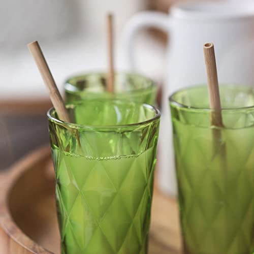 Chef's Star 13 Oz Water Glasses, Vintage Glassware, Highball Drinking Glasses, Textured Glass Cups, Colored Kitchen Glassware, Elegant Retro Drinking Glasses, For Kitchen Or Home Bar Set Of 6 #TOP5