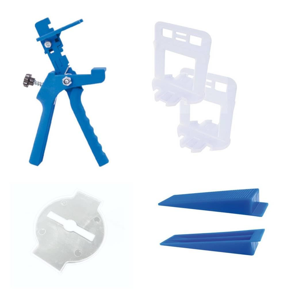 DIAMWOOD - Kit Pose Carrelage 301 Pcs - 100 Croisillons Autonivelants 3 mm + 100 Cales + 1 Pince Réglable + 100 Bagues Protection - Nivellement Rapide et Précis