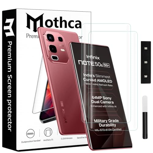 Image of Mothca Curved UV Tempered Glass Screen Protector for Infinix Note 50S | Transparent | Pack of 2 | Borderless Full Screen Coverage with UV Installation Kit