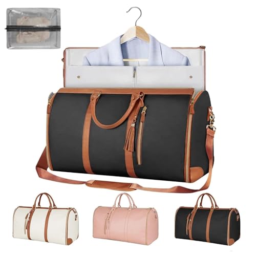 Luxmega Travel Bag, 2 in 1 Luxemega Bag with Wheels, Travel Perfect for Carry On/Garment Bag All In One (Black)